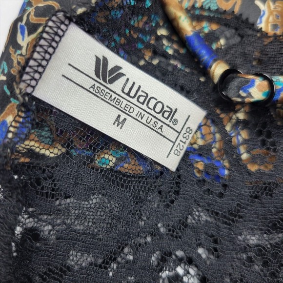 Wacoal 90s Vintage Black Lace Teddy w/ Rare Fine Paisley Pattern EVC Size M - Picture 10 of 11